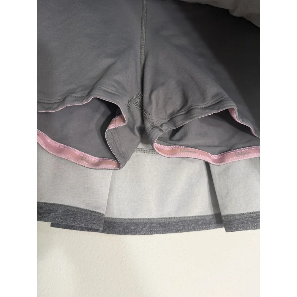 Lululemon Pace Rival Run II Gray Skirt Pink Waist- 6 Tall Tennis Golf Pickleball